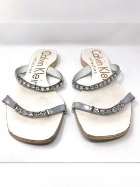 CALVIN KLEIN COLLECTION leather slides, made in Italy, size 39